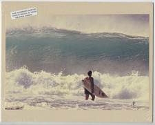 GAS CHAMBERS SURFER AT EHUKAI BEACH, HALEIWA, PHOTO ON COLORED 8X10" MATT