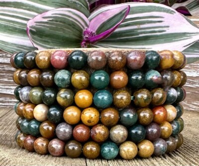 Wholesale 6 Pcs Natural Ocean Jasper Bracelet 7.5  Healing Crystal Natural