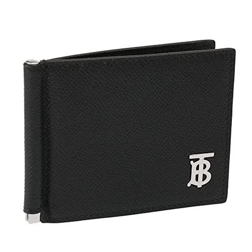 Burberry 8062684 GRAINY LEATHER TB MONEY CLIP Wallet Black