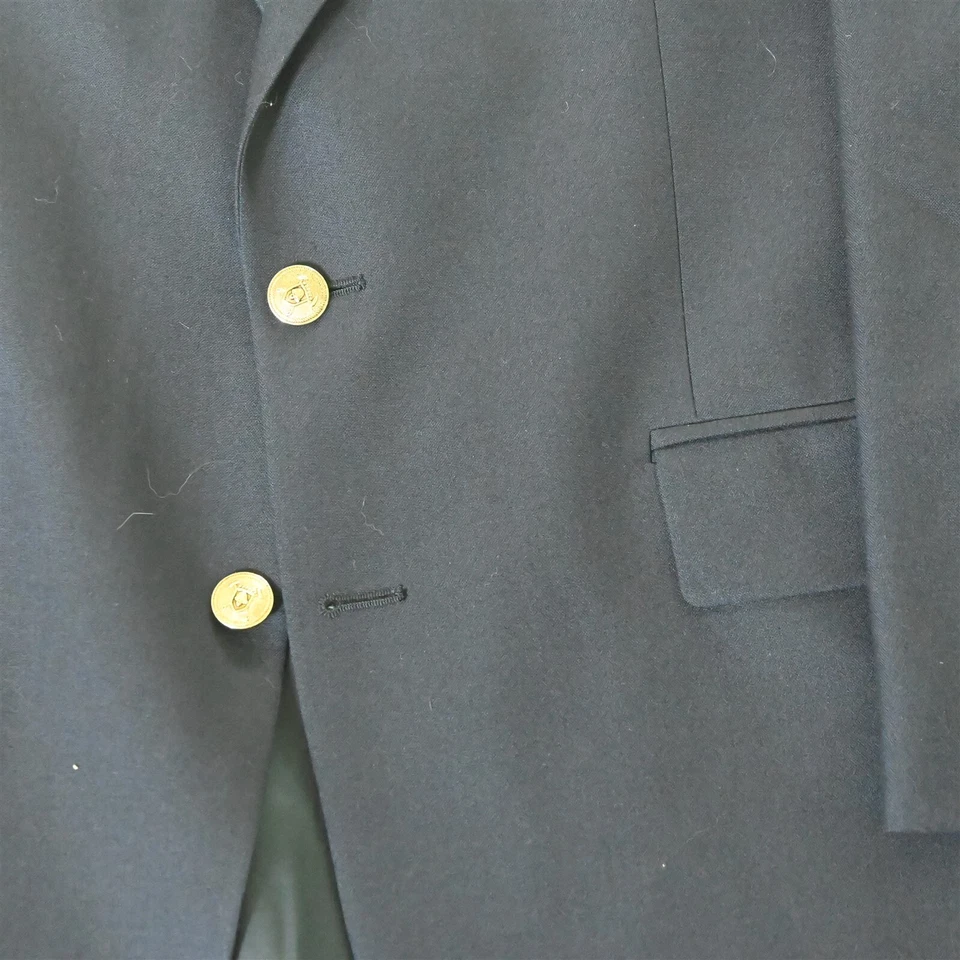 Chaps Ralph Lauren 44R Navy Blue Gold Button 100% Wool Blazer Jacket Sport Coat - Image 3 of 4