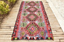 Tappeto naturale orientale turco Kilim 4x6 tessuto a mano Oushak Eshme Kilim ...