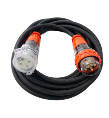 32 Amp 1m Extension Lead, 3 Phase, 4 pin, 415V 32A 4.0mm² 1mt Cable 3Ph