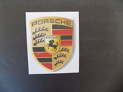 1 Porsche Crest Sticker Color Black Red vinyl decal original not metal 4.5''x3.5''