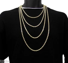 Mens 14K Yellow Gold Plated French Rope Chain Necklace 3mm 4mm 5mm 6mm 20" 36"