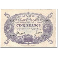 [#592720] Martinique, 5 Francs, 1945, AU, KM:6