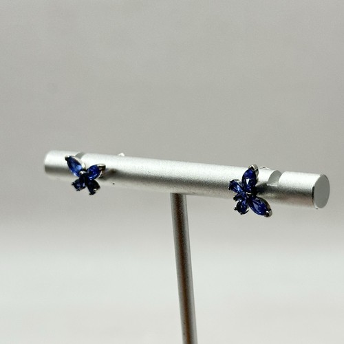 Pandora Womens Crystal Butterfly 925 Sterling Silver Stud Earrings Blue