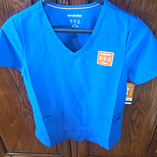 Scrubstar Women s S Blue Solid V-Neck Medical Scrub Top Polyester Blend