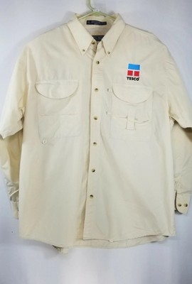 Custom Tesco Logo Men's Long Sleeve Button Down Vented Fishing Outdoors Shirt