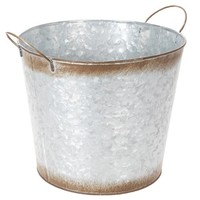 Pflanztopf Mit Griffen, Deko-Schale, Rostdeko, Metall ÜBertopf, Silbern Ø26Cm
