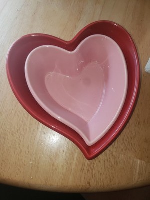 Chantal 2 Pc Heart Dish Set Red & Pink Mint Condition Never Used