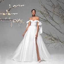 Sweathart Removable Skirt Satin Wedding Dresses A-Line Backless Bride Gowns