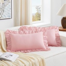 Lumbar Pillow Covers 12x20 Inch Set of 2, 20" x 12" Pack of 2 Light Pink