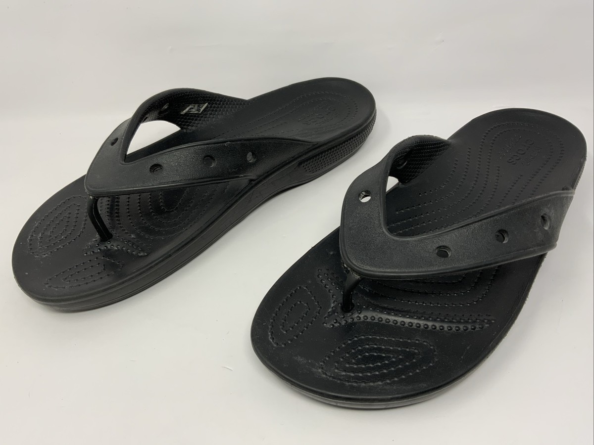 Crocs Classic Flip Flops Iconic Comfort Black Sandals Men's Size