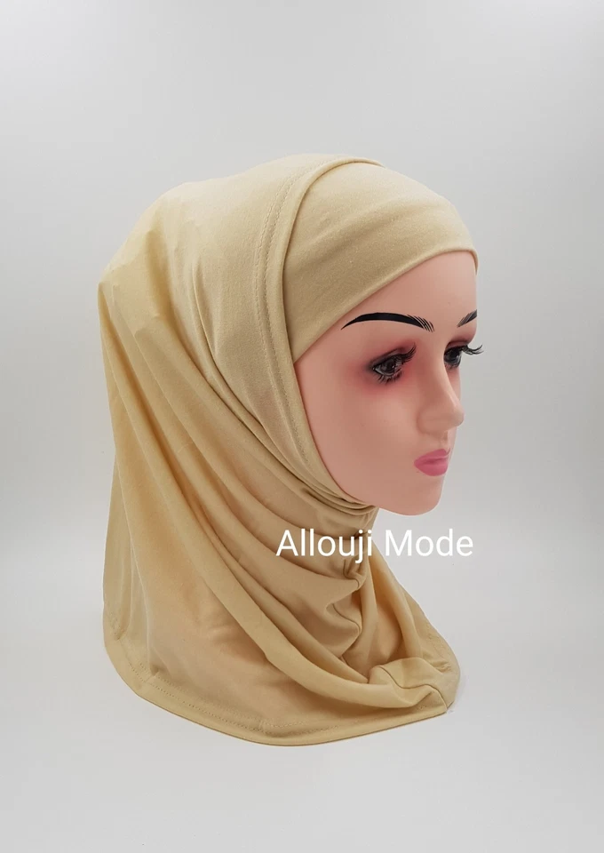 Kopftuch 2-Tlg Baumwolle Hijab Bone Khimar Amira Schal Islam Anti-Rutsch حجاب - Bild 4 von 4