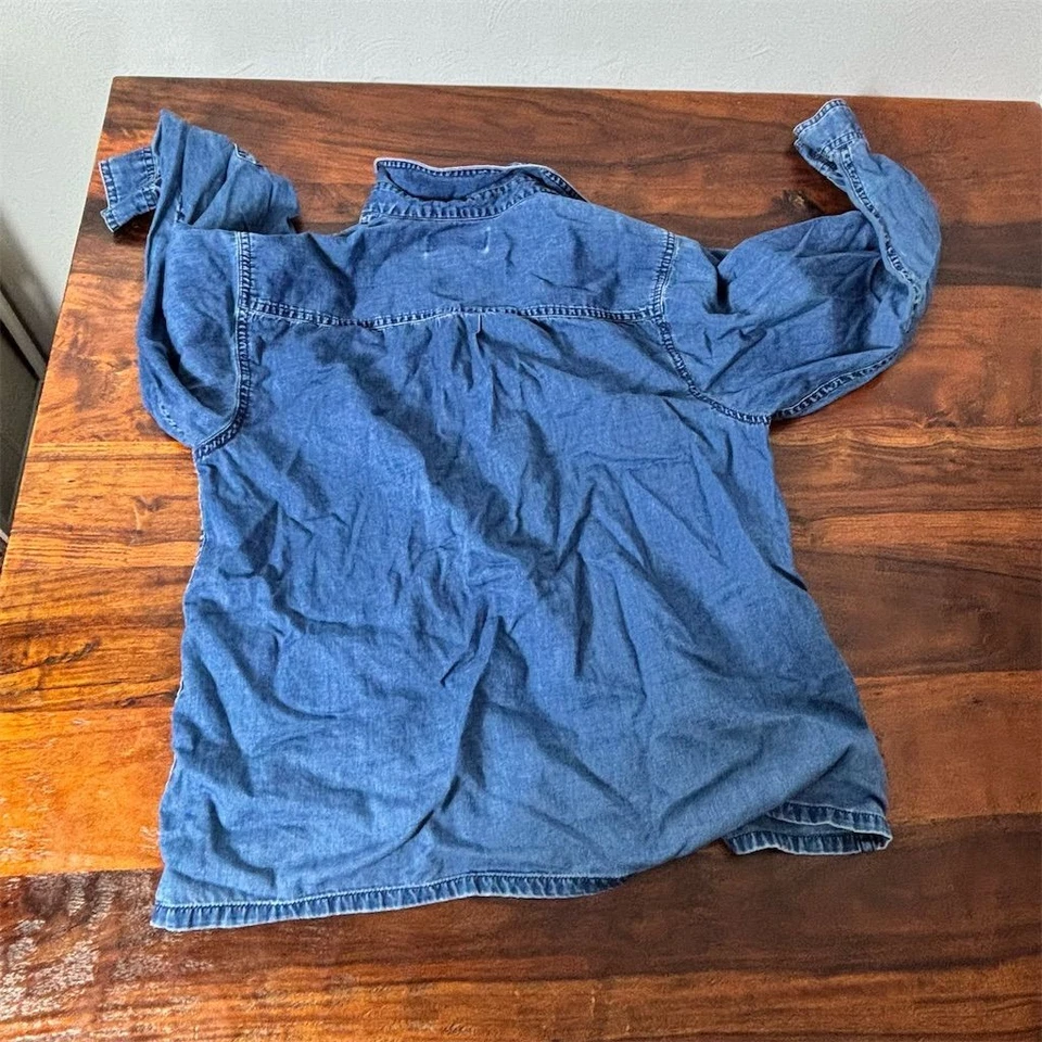 Camisa vaquera vintage bordada floral azul Petite M CLASSIQUES ENTIER para mujer Foto 4 de 4