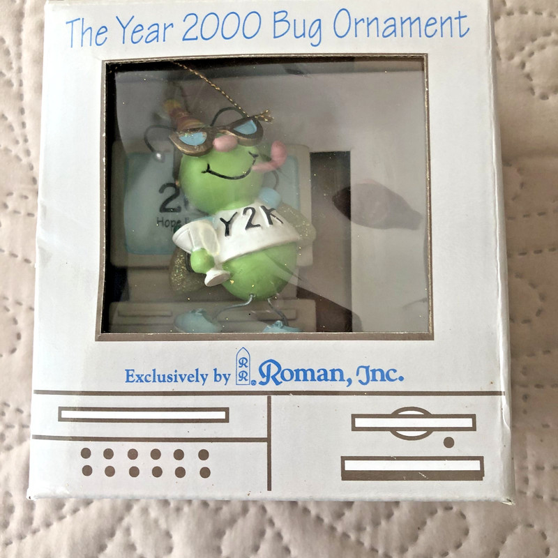 Roman, Inc. The Year 2000 computer Bug Ornament multicolor new in box Y2K