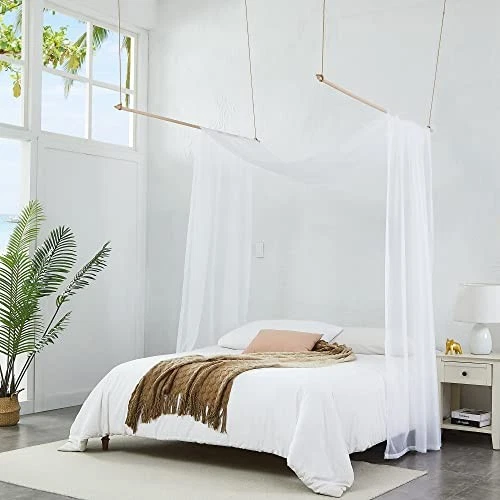  Cortinas con dosel de cama en tamaño de 55 x 288 pulgadas. Nuestro 55"W x 288"L (Pack de 1) Blanco Foto 3 de 4
