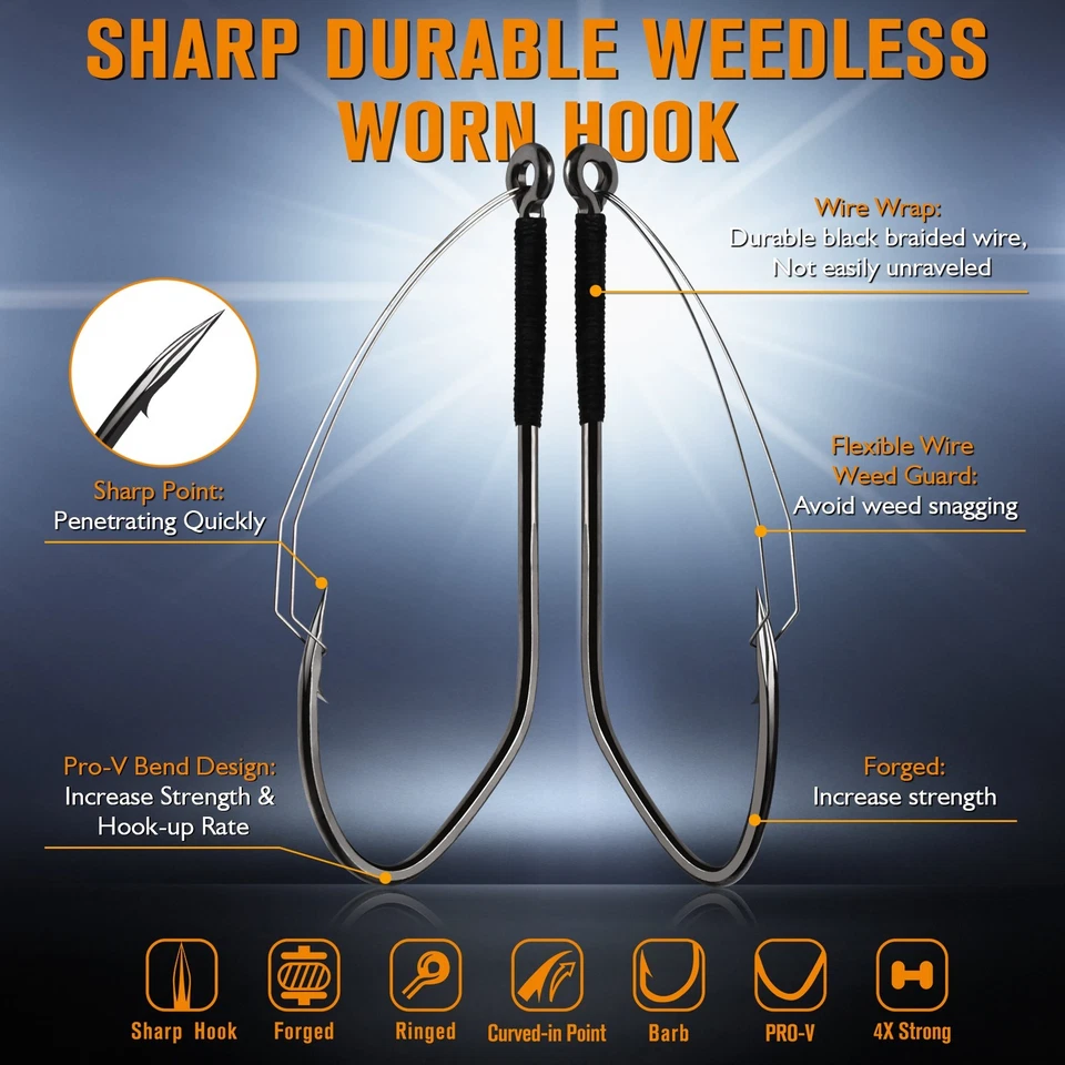 30PCS Weedless Wacky Rig Hooks - 3/0 Worm Hook for Freshwater Saltwater Fishing - Image 3 of 4