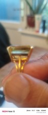 18ct Yellow Gold Hallmarked Cocktail Ring Size N, Rectangular Yellow Gemstone