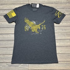 Grunt Style Shirt Mens Eagle 1776 Graphic Print Military Tee Gray Size Medium