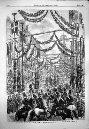 Old Antique Print 1863 Prince Wales Halifax Royal Cortege Princess-Street 19th