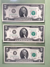 1976 Richmond $2 Star Notes - CU Crisp Unc 3 Consecutive Serial #'s - Fr. 1935E