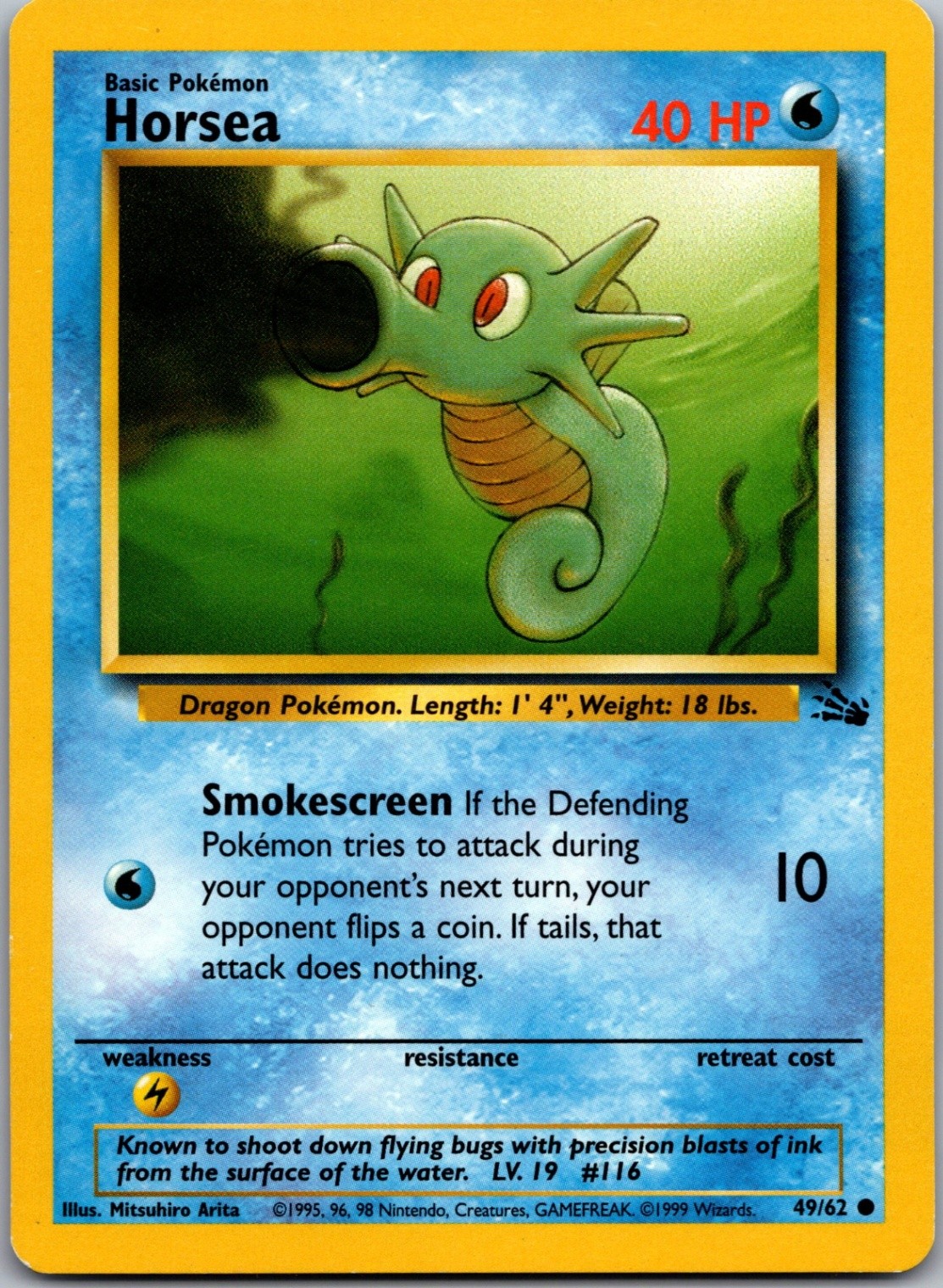 Horsea Common Fossil 49/62 NM