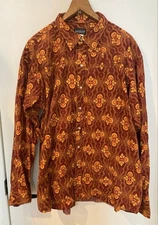 Patagonia Rhythm Western Shirt XL Red Batik Climbing Line Used