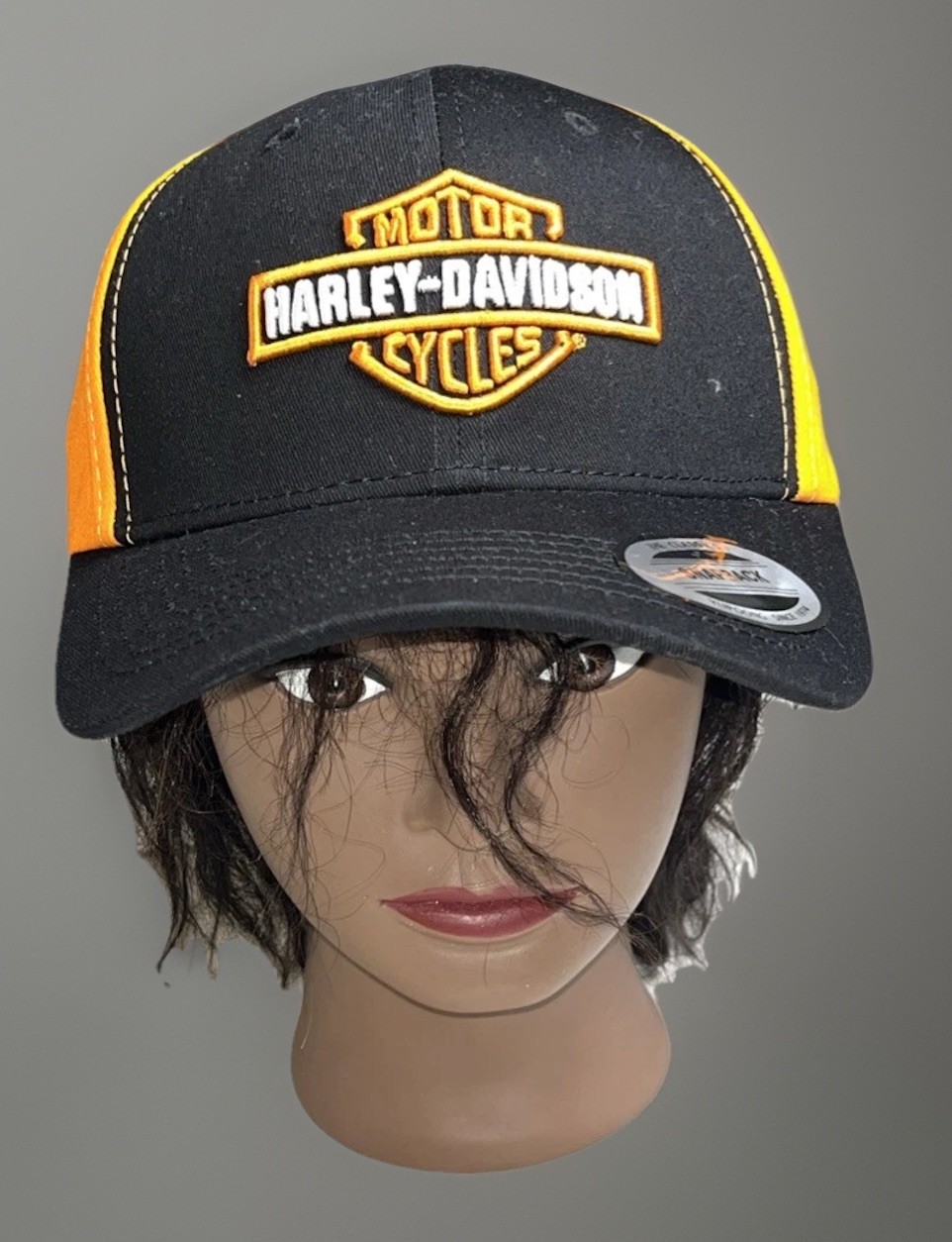 Harley Davidson Orange Custom Trucker Patch Hat O… - image 6