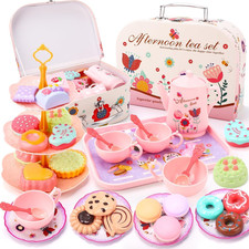 Tea Party Set for Girls, Kids Tea Set with Teapot Cups & Dessert, Pretend Play K