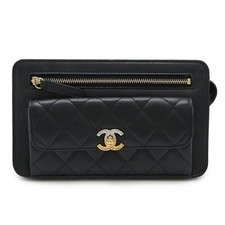 Chanel Lambskin Matelasse Clutch Bag Women Black One Size