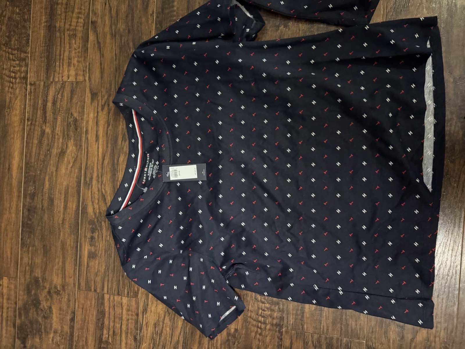 Tommy Hilfiger Women's Short Sleeve Top and Shorts Pajama Set Navy Sz:s thumbnail 3