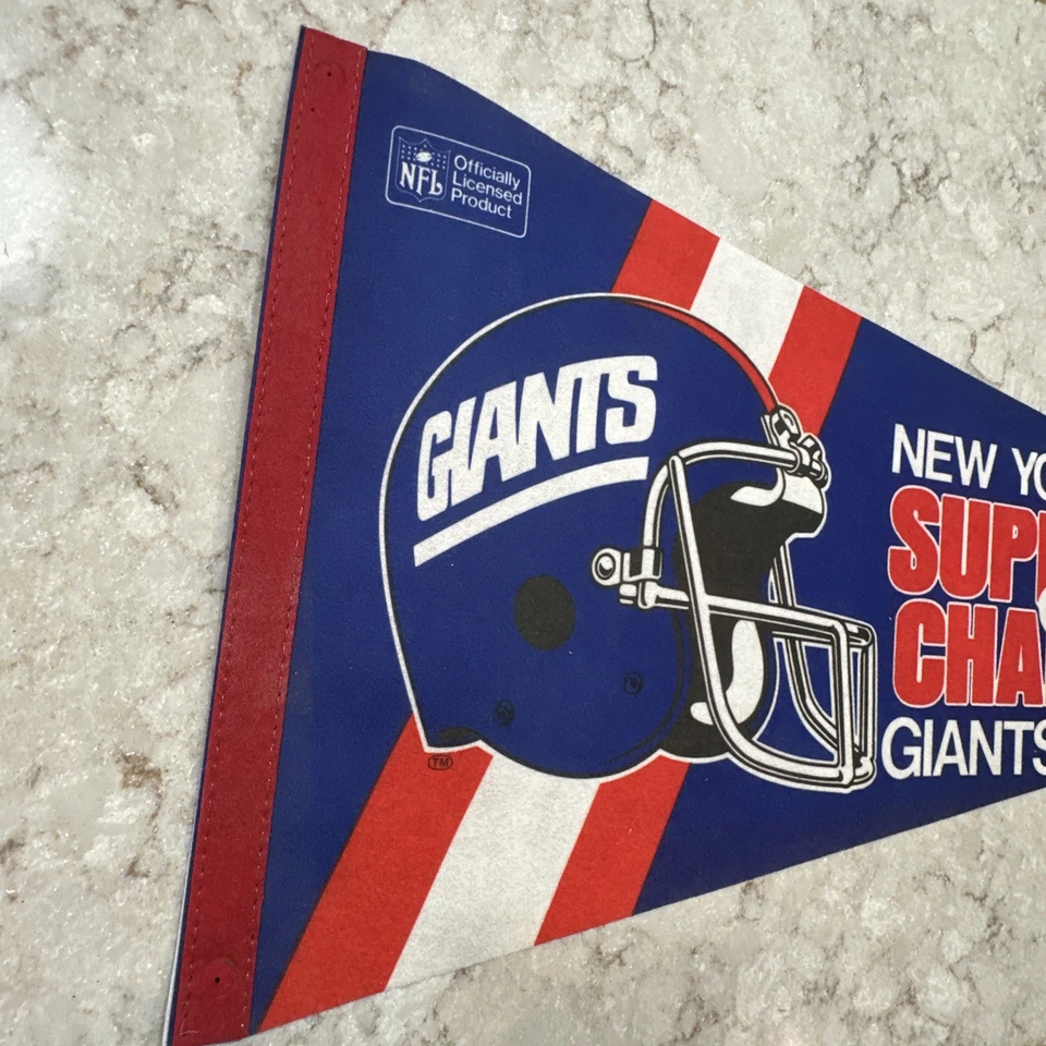 NEW YORK FOOTBALL GIANTS SUPER BOWL XXI CHAMPS VINTAGE NFL PENNANT 11.5” x 29” - Image 2 of 4