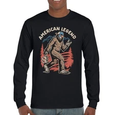 American Legend Bigfoot Long Sleeve T-shirt Patriot Funny Sasquatch Fan 4 July
