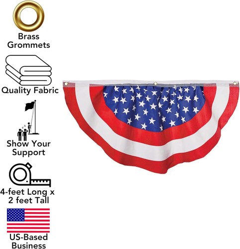 Iconikal 4. Juli amerikanische Flagge Banner Wimpelkette halber Fächer rot, weiß und blau - Bild 2 von 5