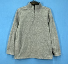 CROFT  BARROW Gray FLEECE 1/4-Zip MOCK NECK 2-Pockets CASUAL Sweatshirt Sz M