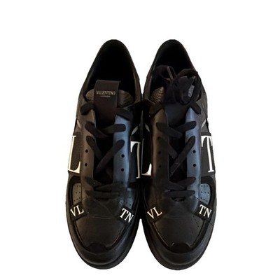 Valentino VL7N Men's Black Low Top Lace-Up Logo Athletic Sneakers