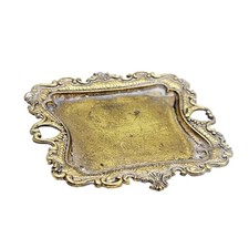 Vintage Jewelry Dish Ring Holder Small for Trinkets Flat Lay Gold Tray