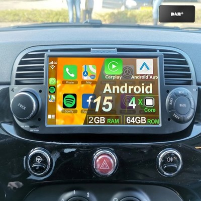 DAB+ Für Fiat 500 2007-2015 Apple Carplay Android 15 2+64G GPS Autoradio BT Navi