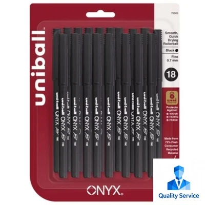uniball 18ct Onyx Rollerball Pens Black Fine Point 0.7mm Black Ink: Pocket Clip