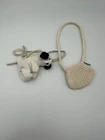 Vintage Barbie Purse Lot Knit Handbag & White Plush Dog Purse Accessories