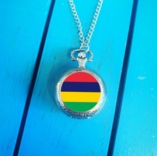 Mauritius Flag Pocket Watch. Mauritian Gift for Him. Patriotic Christmas Gift.