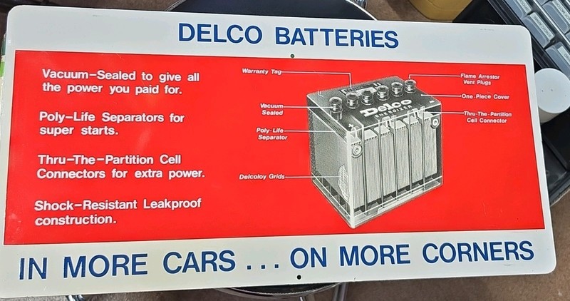 Vintage Delco Batteries Metal Sign