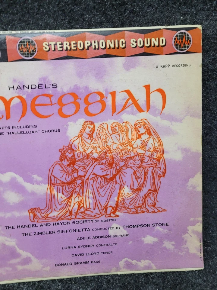 Vintage Handel Messiah Excerpts LP Kapp KC-9025-S Stereo Zimbler Sinfonietta Foto 3 de 4