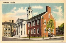 Vintage Linen Postcard City Hall York PA Tichnor Bros 73955