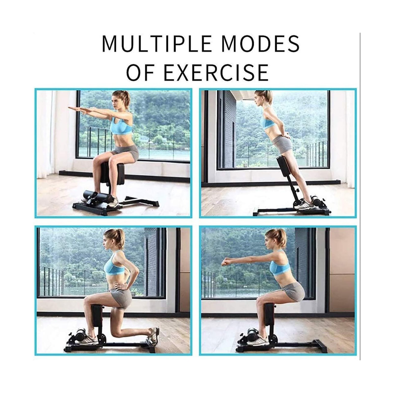 leikefitness Deluxe Multi-Function Deep Sissy Squat Bench Home Gym Workout St...