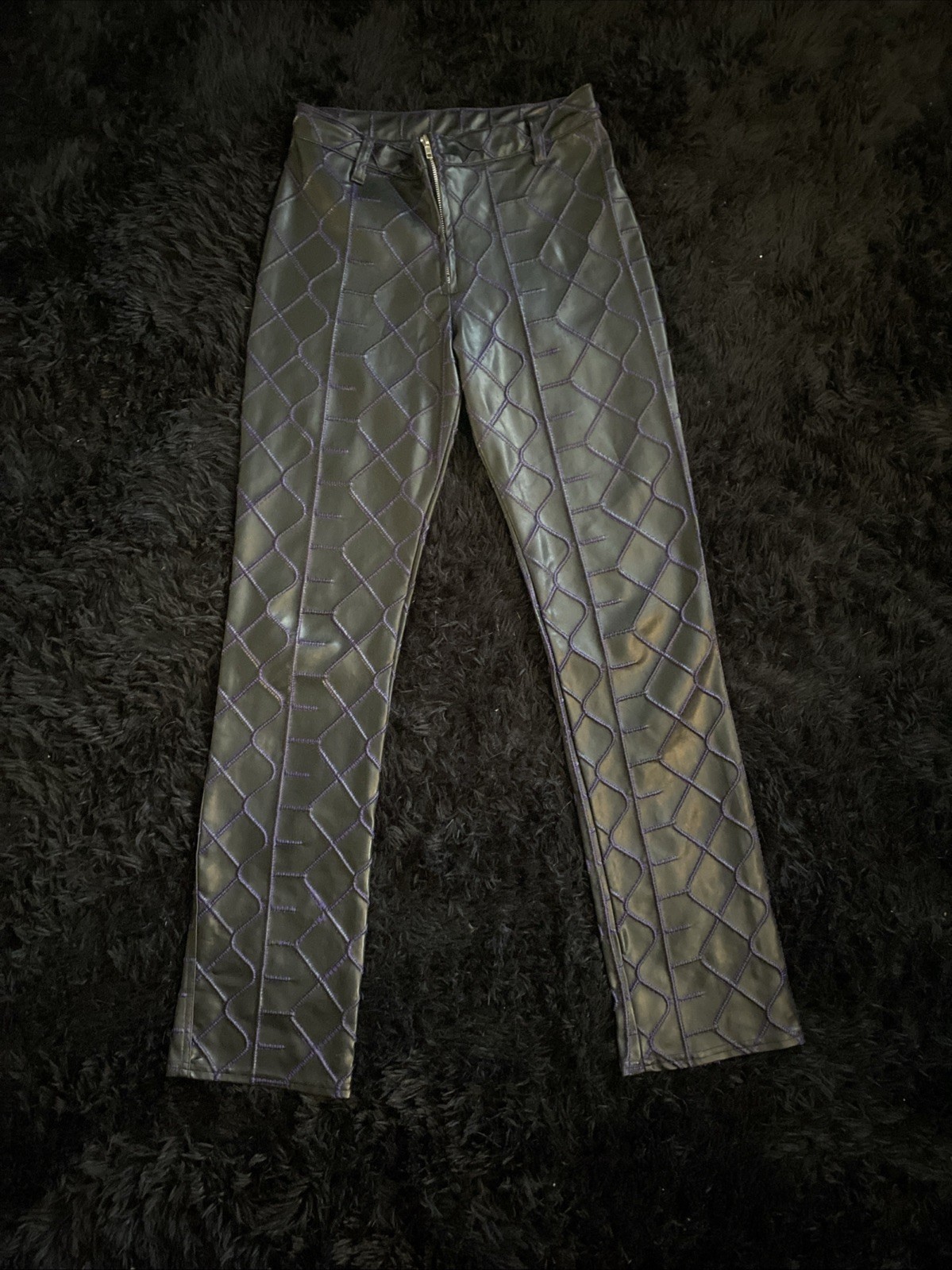 VTG 90s Lip Service Sex in The Saddle Low Rise Flare Vegan Leather Pants M USA