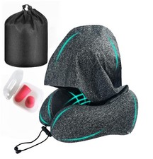 Travel Pillow with Large Hood Neck Pillow with Memory Foam Filling Hooded Tra...