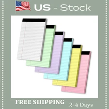 Legal Pads 5" X 8", 6 Pack Colored Note Pads, College Ruled Yellow Lined Paper