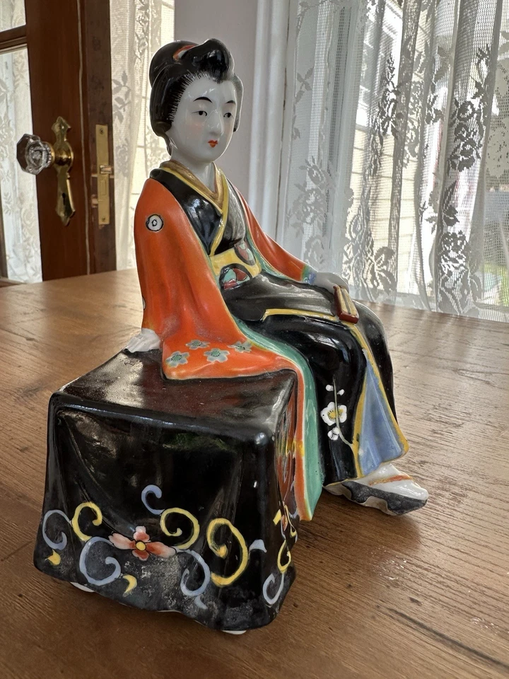 Figura de porcelana vintage china Famille Rose de una dama Foto 4 de 4